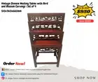 Vintage Chinese Nesting Tables with Bird and Blossom Carvings | Set of 4