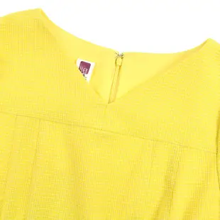 ILEY伊蕾 亮眼小香風織紋V領造型抓摺洋裝(黃色；M-XL)1224167016