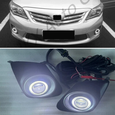 LED COB Angel Eye DRL Bumper Fog Light Wring+Switch For Toyota Corolla 2011-2013 (for: Toyota)