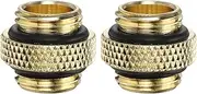 2pcs Water Cooling Adapter G1/4" Thread Male to Male Mini Extender Fitting Copper Water-Cooled Compression Fitting with O-Ring for Computer PC Water Cooling System, Gold