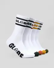 [Globe] Globe Men's Tilt Crew Socks 5 Pack in White/Assorted One Size White/Assorted