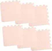 Gogogmee 6Pcs Thick Eva Interlocking Leaf Grain Floor Mat Cushioned Play Mat for Safe and Durable Splicing Rug for Living Bedroom Nursery Beige
