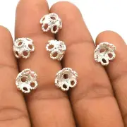 20 Pcs 12X6mm Bali Bead Cap Sterling Silver Plated