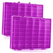 2 Pcs 48 Large Grids Plastic Storage Organizer Box with Removable Purple