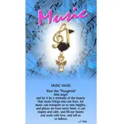 Thoughtful Little Angel Card Music 637 and Angel Pin with Austrian Crystals