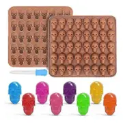 2pcs Gummy Skull Candy Molds Silicone,chocolate Gummy Molds With 1 Droppers Nonstick Food Grade Sil Brown
