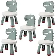 ETHZZLE 5pcs Kindergarten Children Stool Dinosaur Theme Ergonomic Design Safe Plastic Chair Sturdy Comfortable Seat