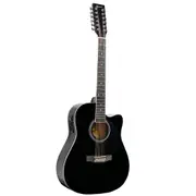 Karrera Acoustic Guitar 12-String with EQ - Black