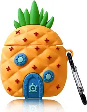 3D Cute Cartoon Series Airpod 1/2 Case Skin with Mountaineering Buckle Stylish and Cute Design Airpod Case For Your Airpod Case (Pineapple House)