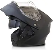 Flip Up Modular Motorcycle Helmet,DOT/ECE Approved Dual Visor Full Face Motorbike Helmet,Cool Snowmobile Scooter Moped Street Bike Helmet for Men Women A,L=59-60CM