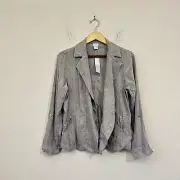 NWT CHICO'S L/S Linen-Blend Stretch Moto Jacket in Espresso Sz 1 US 8/10 W8636