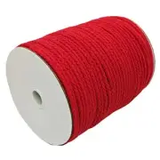 Braided Macrame Cord 4mm x 172 Yard, Red Color, Natural Braided Cotton Cord,