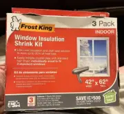 FROST KING WINDOW INSULATION KIT, INDOOR USE, 3 PACK - 42" x 62". Box Has Damage