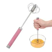Stainless Steel Whisk, 10.8 Inch Semi-Automatic Whisking Tool, Pink