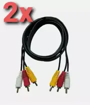 2 pcs 3-RCA (L + R + V) 3 RCA Male to 3 RCA MALE Audio Video AV Cable Cord 5ft