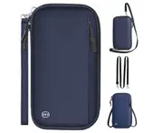 Passport Wallet Rfid Blocking, Travel Family Passport Holder Waterproof Passport Bag, Large Capacity Passport Cover, Travel Document Holder For Passports,blue