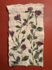 Handmade Mongolian Sheep Wool Hanging Tapestry Circa 2012. Unique Fiber Artisan