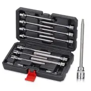 15-Piece Extra Long Torx Bit Socket Set 3/8" Drive T10-T60 Long Torx Bit Set,