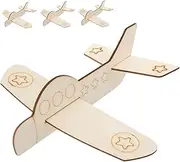 GARVALON 4pcs DIY Wooden Airplane Kit Unfinished Craft Airplane for Boys and Girls Creative Coloring Painting Toys