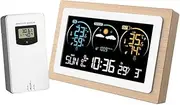 JSEIAJB Color Screen Weather Clock Indoor Outdoor Temperature Humidity Meter Forecast Multi-Function