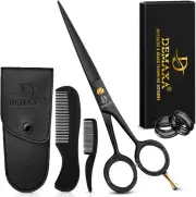 5" Professional Beard Scissors for Men Mustache Scissors with 1 Mustache Comb, 1