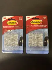 (2 packs) Command Clear Mini Hooks 0.5 lb 6 Hooks 8 Strips Each Pack 17006CLR-ES