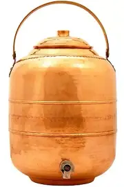 8 Litre Hammered Copper Water Dispenser with handel (Matka/Pot) Container Pot
