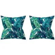 Pillow Cover 2-Pack Aqua Turquoise Blue Cushion Cover Throw Pillow Cover -Leaves