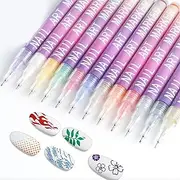 Nail Drawing Pen - 12 Colors Waterproof Manicure Art Painting Polish Kit - Fine Tip Graffiti Dotting Nail Drawing Acrylic Pen for Women, Girls