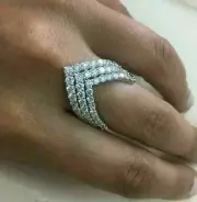 1.40CT Round Cut Lab-Created Diamond Chevron Wedding Band Ring 14K White Gold