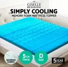 5CM Double COOL GEL 60kg/m3 Memory Foam Mattress Topper BAMBOO Fabric1,000 point