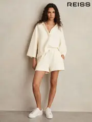Reiss Buttermilk Cream Jodie Modal-Blend Interlock Jersey Shorts (F40794) | $180