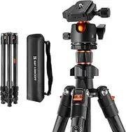 K&F Concept 64 inch Carbon Fibre Tripod, Camera Tripod for Dslr with 36mm Ball Head, Quick Release Plate, Twist Lock Design （K254C2+BH-36L）