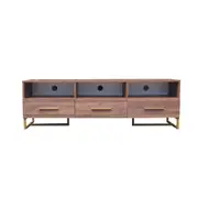 Shaan TV Unit Modern Media Console with Storage and Clean Lines Walnut Finish