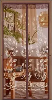 Mesh Magnetic Screen Door, Sliding Door Magnet Closure Brown