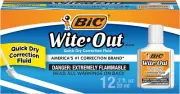 BIC Wite Out Quick Dry Correction Fluid - 20Ml, Box of 12 Correction Bottles