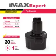 7.2V 2Ah NiCd Battery for Dewalt DW9057 DE9057 DE9085 DW920K DW920K-2