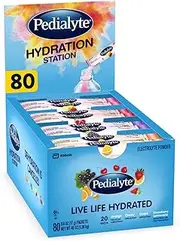 Pedialyte Electrolyte Powder, Hydration Drink for Kids & Adults, Hydration Station Variety Pack: Grape, Strawberry Lemonade, Orange, and Cherry, 80 Powder Packets