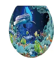 Sea Toilet Cover - Toilet Seat Covers | Washable Peel and Stick Seat Furniture Decoration | Washroom Sticker for WC Restroom Home Bathroom Decor
