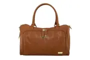 Double Zip Satchel Nappy Bag (Amber Tan)