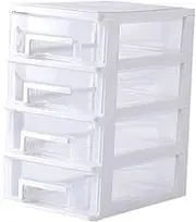 CALLARON Four Layer Plastic Drawer Storage Cabinet Transparent White Desktop Organizer for Efficient Sorting and Neat Storage Portable Multi Function Box for Office and Living Use