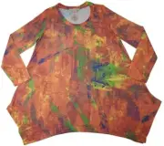 Philosophy Womens Sharkbite Tunic Fashion Top in Sunrise Brushstroke - S - NWT