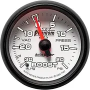 Auto Meter 7507 Phantom II 2-1/16" 30 in. Hg/20 PSI Mechanical Vacuum/Boost Gauge