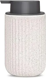 LALA Dolce Foam Dispenser - Hand Pump Dispenser Beige Foaming Soap Dispenser Ceramic Dish Liquid Dispenser for Kitchen Bathroom Hand Wash Bottle (13.5oz/400ml Beige)