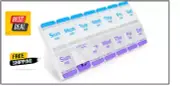 Weekly Pill Planner Organizer XL Easy Use AM/PM with Push Button(7 Day Box Case)