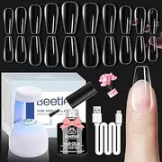 Beetles Nail Kit Gel Nail Polish Nail Extension Kit With 500Pcs Medium Coffin Shaped Tips 5 in 1 Nail Glue Base Gel and Innovative Led Lamp Easy Funny Diy Nail Tips Art Decoration at Home beetles Gel Polish Vday