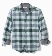 Tommy Bahama Canyon Beach Buffalo Check Shirt Hydro Blue Mens XL New
