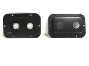 (2) Two Black Metal Speaker Jack Plates for Speakon or XLR Connectors.