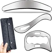 3 in 1 Muscle Scraper Stainless Steel IASTM Massage Tools Set with Carrying Bag, Gua Sha Scraping Tools for Physical Therapy