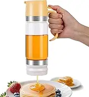 Hoforife 12 Oz Glass Honey Dispenser No Drip with Silicone Base Maple Syrup Dispenser Jar for Pancake, Coffee or Tea (Yellow)